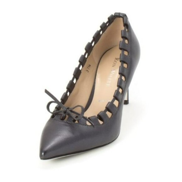 Ron White Cali Nappa Leather Pointed Toe Black Casual Heels Size 9.5 (40 EU) - Picture 1 of 11